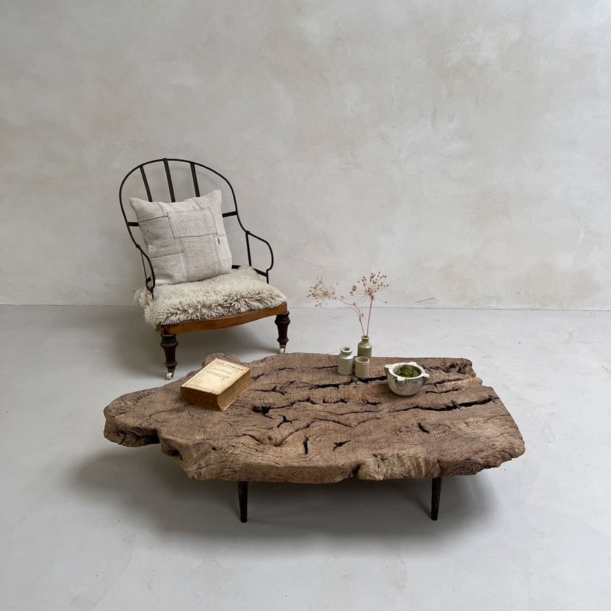 Antique burr root coffee table | Lilliana