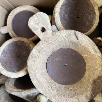 Carved Wood Candle Holder Large