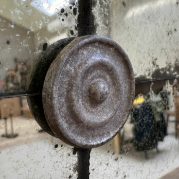 Large Antiqued Mirror Silver Pins